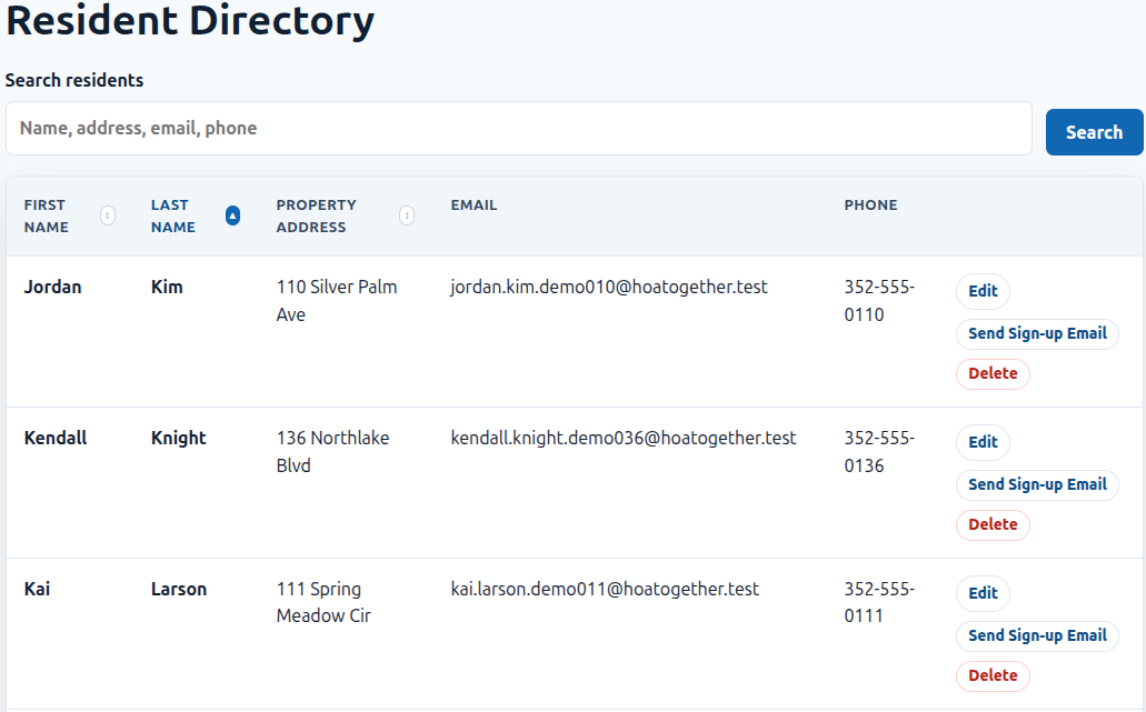 Example Resident Directory