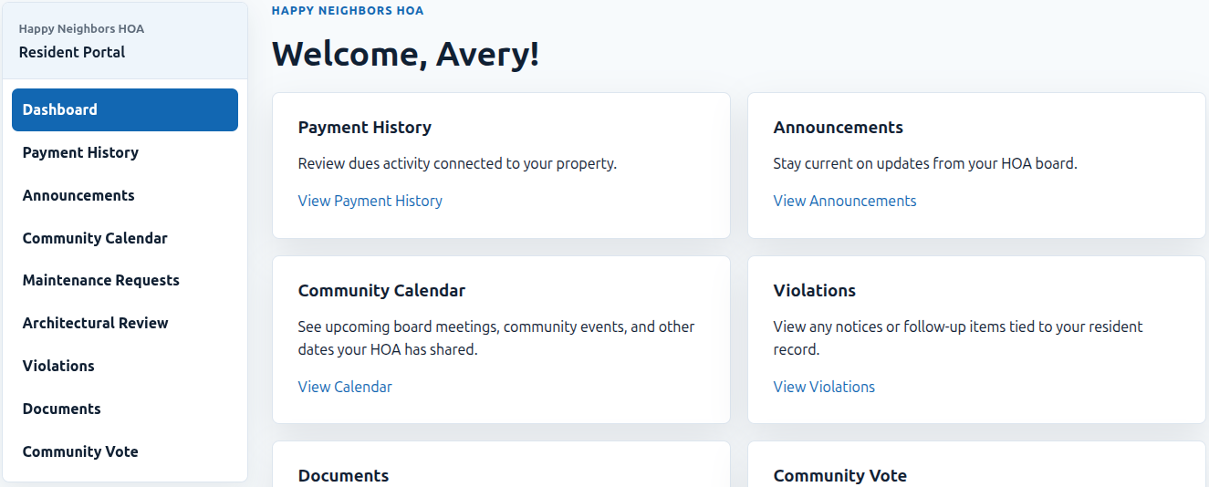Example Resident Portal